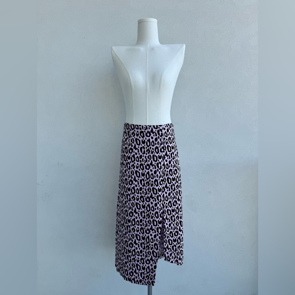 Maje leopard pink midi skirt